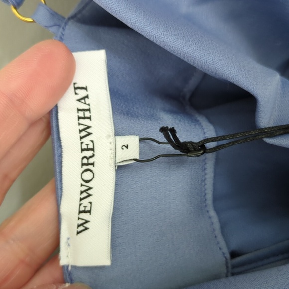 WeWoreWhat Cowl Neck Slate Blue Midi Slip Dress- Size 2 - Picture 3 of 8
